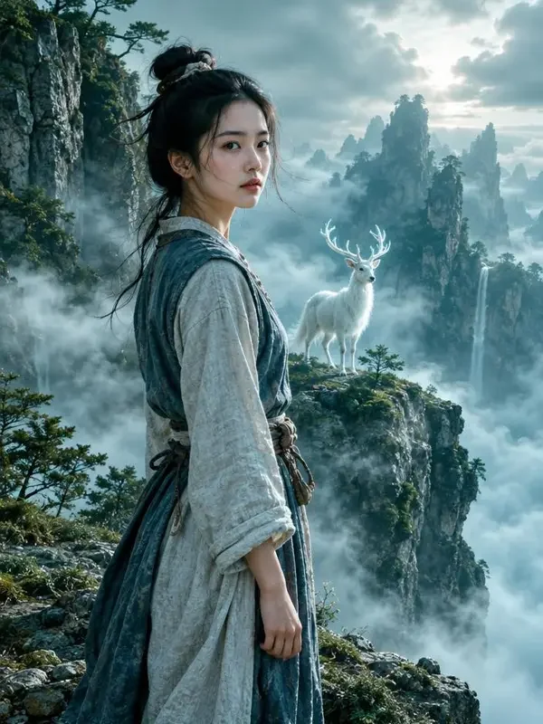 灾荒年被推下悬崖，白鹿衔果报恩封面放大背景